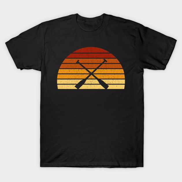 Vintage Sunset Rowing Gift For Rowers T-Shirt by OceanRadar